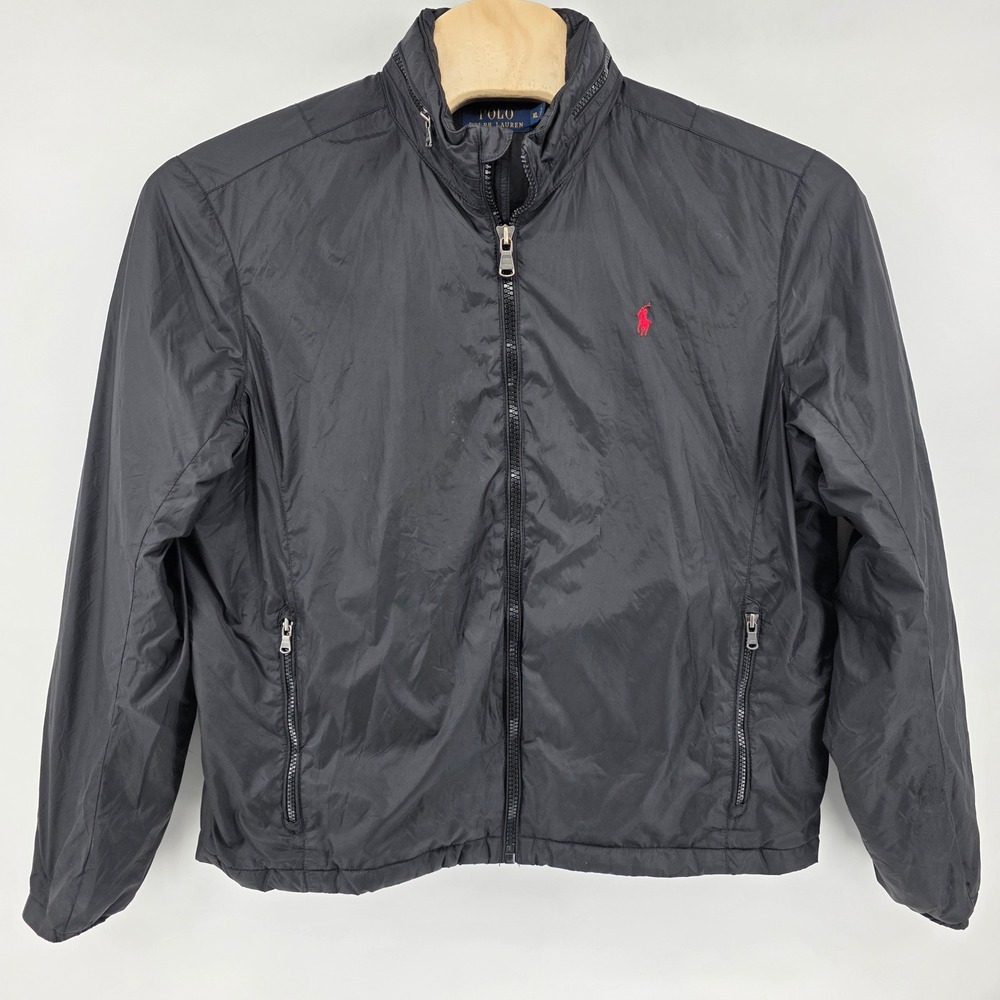 Polo Ralph Lauren Windbreaker Mens XL Gorpcore Nylon Zip Black Heritage Jacket